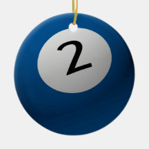 BILLIARD / POOL BALL CHRISTMAS ORNAMENT 2 (TWO)