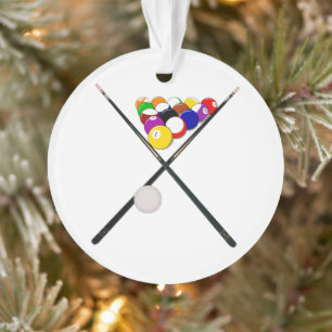 Billiard Pool Balls and Cues Ornament