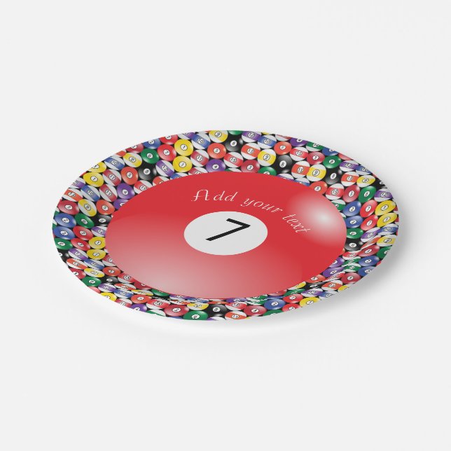 Billiard Pool Balls Solid Number Seven Paper Plate (Angled)