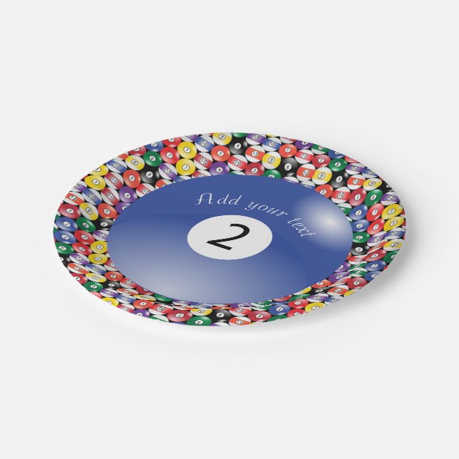 Billiard Pool Balls Solid Number Two Paper Plate (Angled)