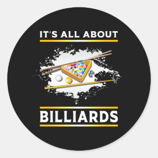 Billiard Pool Billiards Snooker 8 Ball Funny Gift Classic Round Sticker