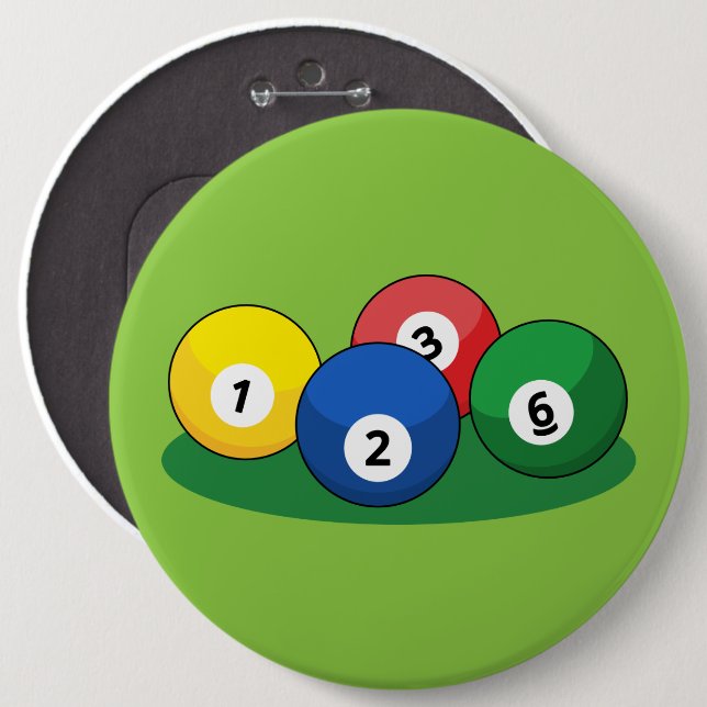Billiard Pool Snooker Balls 6 Cm Round Badge (Front & Back)