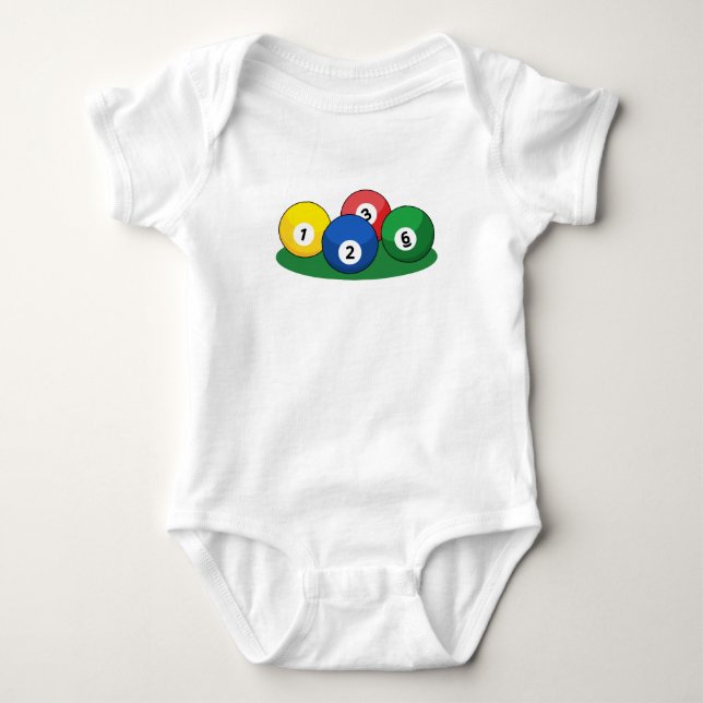 Billiard Pool Snooker Balls Baby Bodysuit (Front)