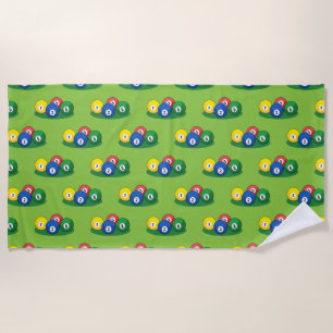 Billiard Pool Snooker Balls Pattern Beach Towel