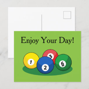 Billiard Pool Snooker Balls Personalise Holiday Postcard