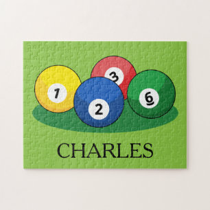 Billiard Pool Snooker Balls Personalise Jigsaw Puzzle