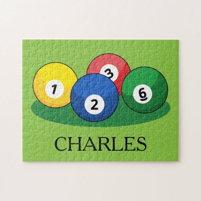 Billiard Pool Snooker Balls Personalise Jigsaw Puzzle (Horizontal)