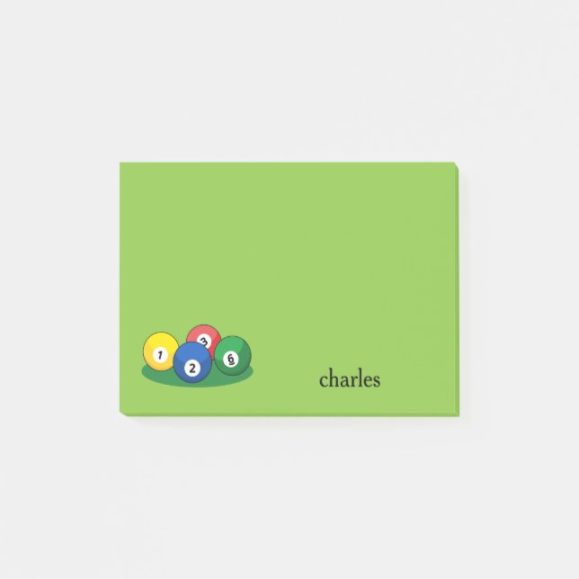 Billiard Pool Snooker Balls Personalise Post-it Notes (Front)