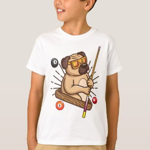 Billiard Pug Dog Hustler Pool Girls Snooker Gifts T-Shirt