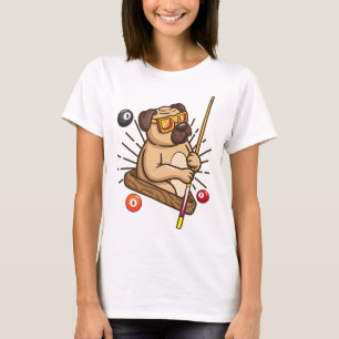 Billiard Pug Dog Hustler Pool Girls Snooker Gifts  T-Shirt