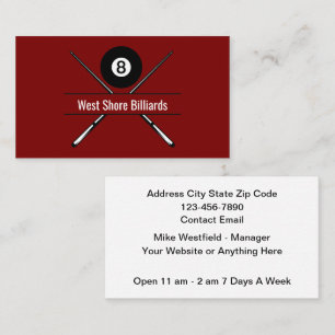 Billiard Snooker Hall Theme Business Cards