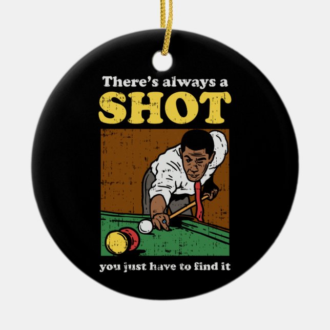 Billiard Snooker Retro Ceramic Tree Decoration (Front)