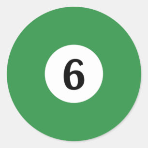 Billiard Solid Green Ball 6 Classic Round Sticker