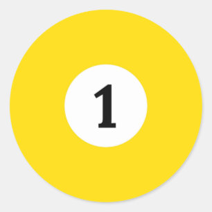 Billiard Solid Yellow Ball 1 Classic Round Sticker