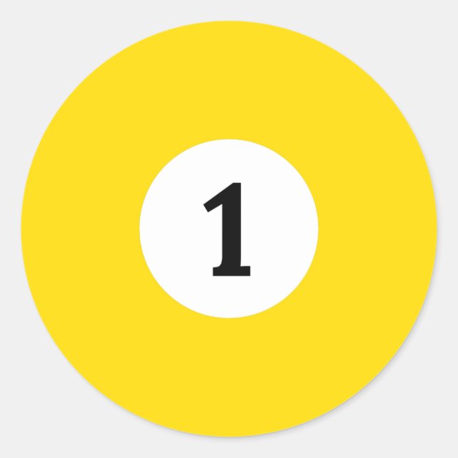 Billiard Solid Yellow Ball 1 Classic Round Sticker (Front)