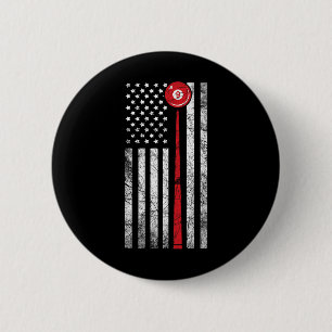 Billiard T Shirt American Flag Shooting Pool Tee  6 Cm Round Badge