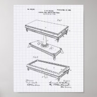 Billiard Table 1900 Patent Art - Lined Peper
