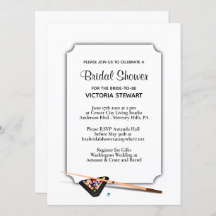 Billiard Theme Bridal Shower Invitation 