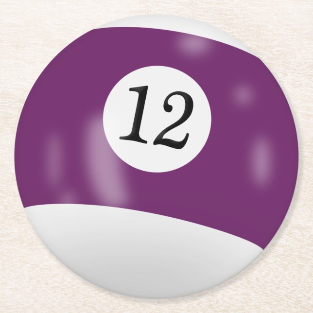 Billiards 12 ball round paper coaster (Front)