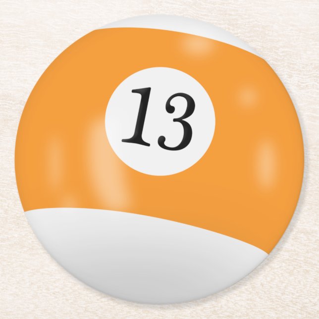 Billiards 13 ball round paper coaster (Front)