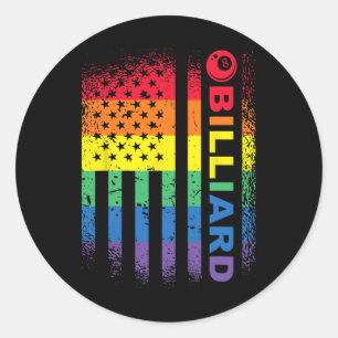 Billiards 8-ball Pool Billiard American Flag - Bil Classic Round Sticker