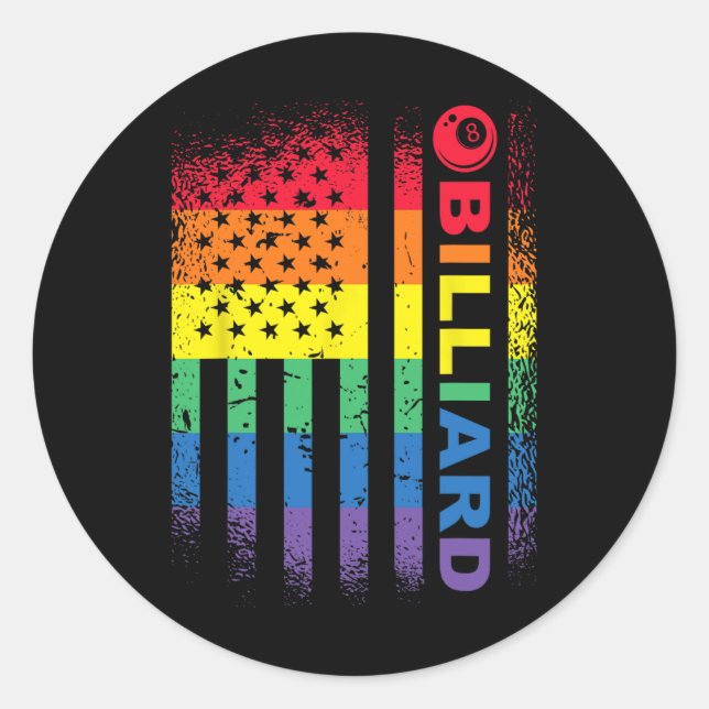 Billiards 8-ball Pool Billiard American Flag - Bil Classic Round Sticker (Front)