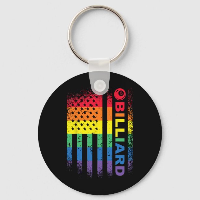 Billiards 8-ball Pool Billiard American Flag - Bil Key Ring (Front)