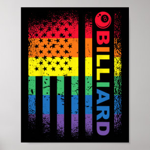 Billiards 8-ball Pool Billiard American Flag - Bil Poster