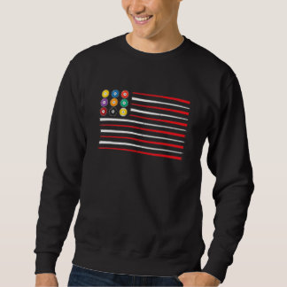 Billiards American Flag Cue Pool Balls Billiard Pl Sweatshirt