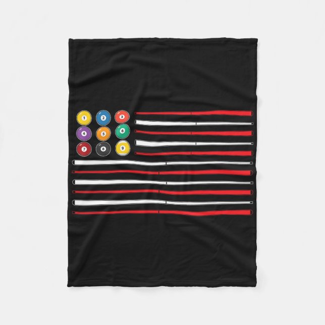 Billiards American Flag Cue Pool Billiard Player G Fleece Blanket (Front)