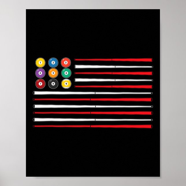 Billiards American Flag Cue Pool Billiard Player G Poster (Front)