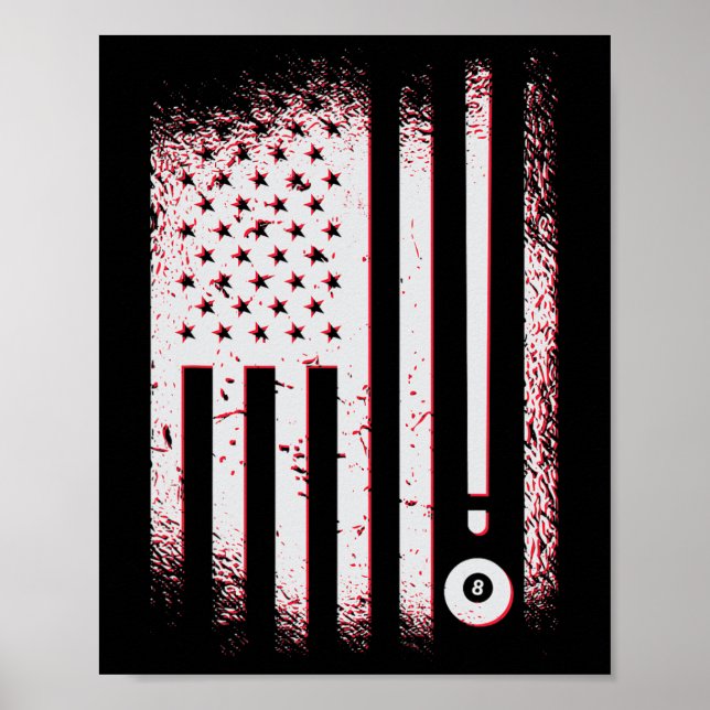 Billiards American Flag Usa Pool Players And Billa Poster (Front)