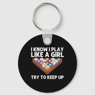Billiards Art For Girls Women 8 Ball Pool Billiard Key Ring