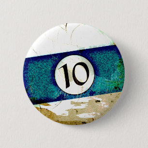 BILLIARDS BALL NUMBER 10 6 CM ROUND BADGE