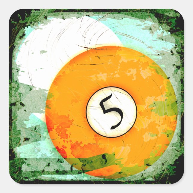 BILLIARDS BALL NUMBER 5 SQUARE STICKER (Front)