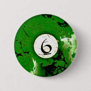 BILLIARDS BALL NUMBER 6 CM ROUND BADGE