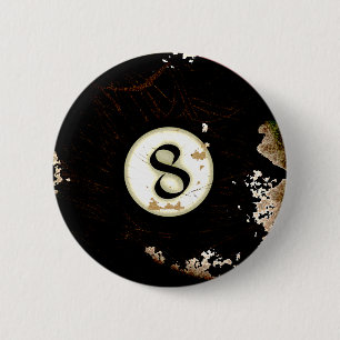BILLIARDS BALL NUMBER 8 6 CM ROUND BADGE