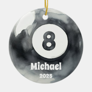 Billiards Ball Ornament, Ornament, Kids Sports Ceramic Tree Decoration
