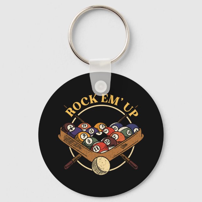 Billiards Ball Rack Stick Cue Billiard Player Snoo Key Ring (Front)