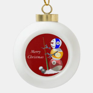 Billiards Ball Snowman Ceramic Ball Christmas Ornament