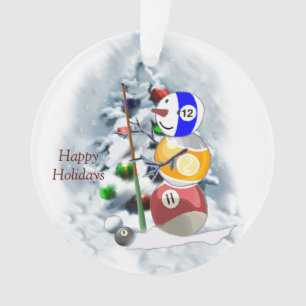 Billiards Ball Snowman Christmas Acrylic Ornament