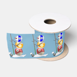 Billiards Ball Snowman Christmas Satin Ribbon