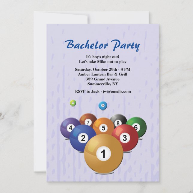 Billiards Balls Invitation (Front)