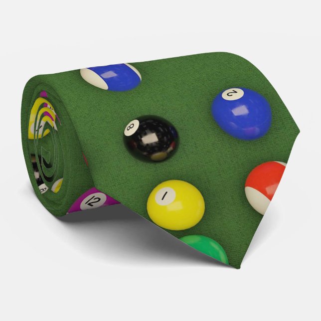 Billiards Balls Pool Table Necktie (Rolled)