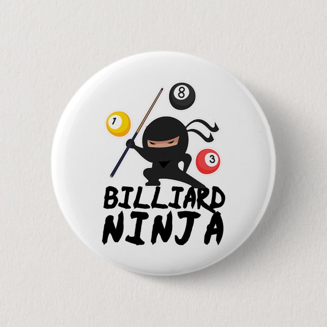 Billiards Billiard Ninja Pool Player 8 Funny  6 Cm Round Badge (Front)