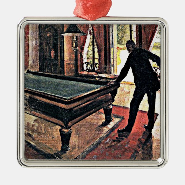Billiards - Caillebotte, 1876 artwork Metal Tree Decoration (Front)