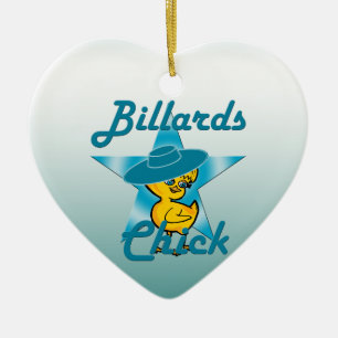 Billiards Chick #7 Ceramic Tree Decoration