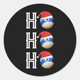 Billiards Christmas Santa Hat Pool Hall Party Gift Classic Round Sticker