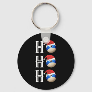 Billiards Christmas Santa Hat Pool Hall Party Gift Key Ring