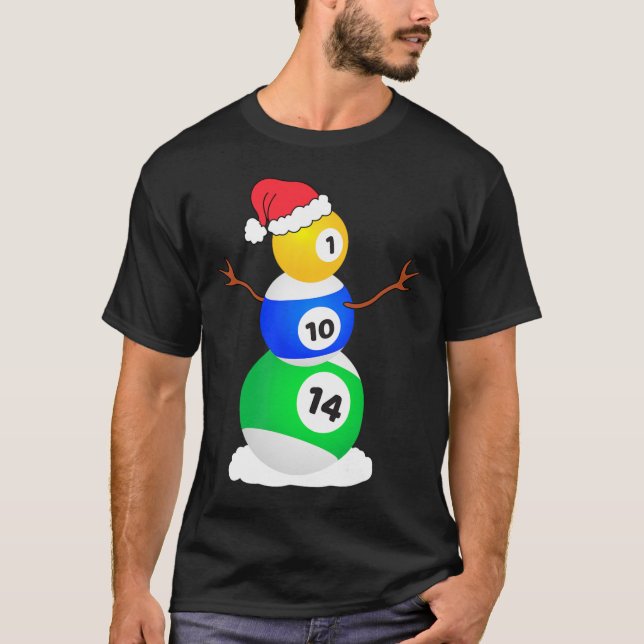 Billiards Christmas Snowman Shirt Pool Player Chri (Front)
